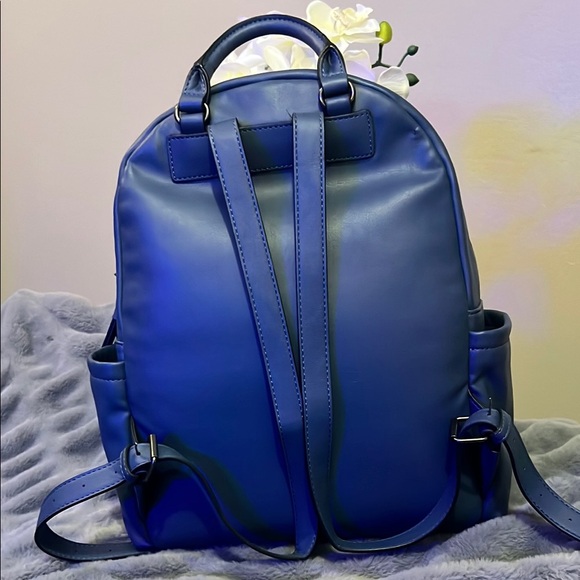Simply Vera Vera Wang Blue Faux Leather Backpack GUC retail $79 - Picture 4 of 12